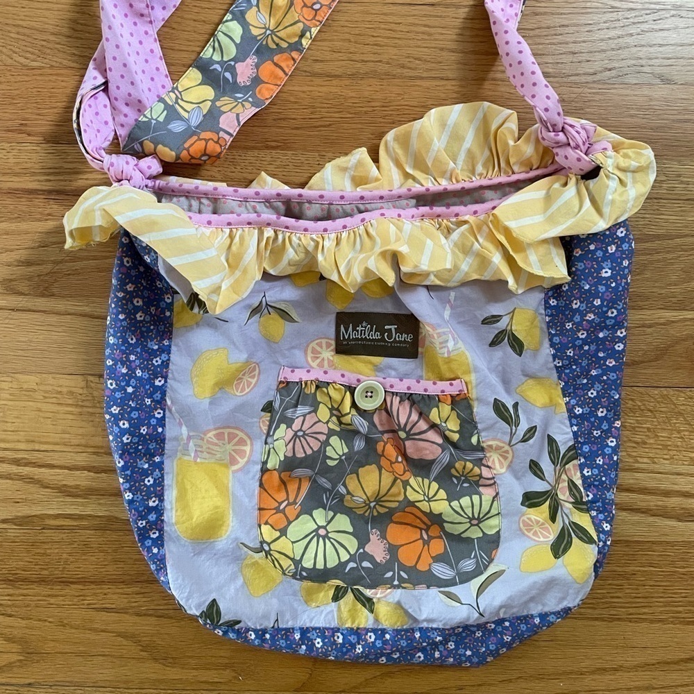 Matilda Jane Lemon Zest Joey Patchwork Fabric Tote Purse Long Crossbody Bag